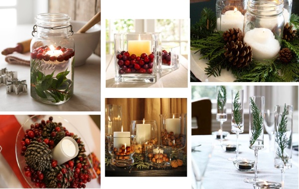 Creating centerpieces with pine cones pine sprigs or cranberries is a 